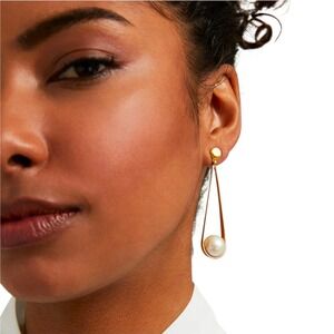 Dean Davidson Ipanema 22K Gold Plated Pearl Drop Earrings Statement Gala $325